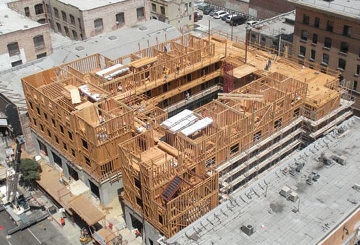 Wooden High-Rise Building Under Construction